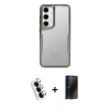 MARSİLYAN™- Galaxy A24 4G Kılıf Akış Çizgi Koleksiyonu - Siyah 3D Antistatik Hayalet Cam Ekran Koruyucu + Valdez Metal Kamera Lens - GS