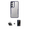 MARSİLYAN™- Galaxy A24 4G Kılıf Akış Çizgi Koleksiyonu - Siyah 3D Antistatik Hayalet Cam Ekran Koruyucu + Kamera Lens Koruma Cam - SF