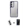 MARSİLYAN™- Galaxy A24 4G Kılıf Akış Çizgi Koleksiyonu - Siyah 3D Antistatik Hayalet Cam Ekran Koruyucu + Valdez Metal Kamera Lens - GS
