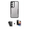 MARSİLYAN™- Galaxy A24 4G Kılıf Akış Çizgi Koleksiyonu - Siyah 3D Antistatik Mat Seramik Nano Ekran Koruyucu + Valdez Metal Kamera Lens - SH