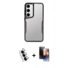 MARSİLYAN™- Galaxy A24 4G Kılıf Akış Çizgi Koleksiyonu - Siyah 3D Antistatik Mat Seramik Nano Ekran Koruyucu + Valdez Metal Kamera Lens - GS