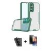 MARSİLYAN™- Galaxy A24 4G Kılıf Atlas Asil Serisi - Siyah 3D Antistatik Mat Seramik Nano Ekran Koruyucu + Valdez Metal Kamera Lens - SH