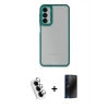 MARSİLYAN™- Galaxy A24 4G Kılıf Eksen Doku Prime - Siyah 3D Antistatik Hayalet Cam Ekran Koruyucu + Valdez Metal Kamera Lens - GS