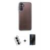 MARSİLYAN™- Galaxy A24 4G Kılıf Eksen Doku Prime - Siyah 3D Antistatik Hayalet Cam Ekran Koruyucu + Valdez Metal Kamera Lens - GS