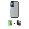 MARSİLYAN™- Galaxy A24 4G Kılıf Eksen Doku Prime - Siyah 3D Antistatik Mat Seramik Nano Ekran Koruyucu + Raze Metal Kamera Lens - GS