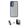 MARSİLYAN™- Galaxy A24 4G Kılıf Eksen Doku Prime - Siyah 3D Antistatik Mat Seramik Nano Ekran Koruyucu + Valdez Metal Kamera Lens - GS