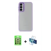 MARSİLYAN™- Galaxy A24 4G Kılıf Eksen Doku Prime - Siyah 3D Antistatik Seramik Nano Ekran Koruyucu + Raze Metal Kamera Lens - GS