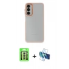 MARSİLYAN™- Galaxy A24 4G Kılıf Eksen Doku Prime - Siyah 3D Antistatik Seramik Nano Ekran Koruyucu + Raze Metal Kamera Lens - GS