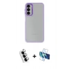 MARSİLYAN™- Galaxy A24 4G Kılıf Eksen Doku Prime - Siyah 3D Antistatik Seramik Nano Ekran Koruyucu + Valdez Metal Kamera Lens - GS