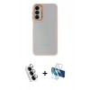 MARSİLYAN™- Galaxy A24 4G Kılıf Eksen Doku Prime - Siyah 3D Antistatik Seramik Nano Ekran Koruyucu + Valdez Metal Kamera Lens - GS