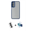MARSİLYAN™- Galaxy A24 4G Kılıf Eksen Doku Prime - Siyah 3D Antistatik Seramik Nano Ekran Koruyucu + Valdez Metal Kamera Lens - GS