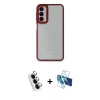 MARSİLYAN™- Galaxy A24 4G Kılıf Eksen Doku Prime - Siyah 3D Antistatik Seramik Nano Ekran Koruyucu + Valdez Metal Kamera Lens - GS