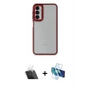 MARSİLYAN™- Galaxy A24 4G Kılıf Eksen Doku Prime - Siyah 3D Antistatik Seramik Nano Ekran Koruyucu + Kamera Lens Koruma Cam - SF
