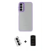 MARSİLYAN™- Galaxy A24 4G Kılıf Eksen Doku Prime - Siyah 6D Antistatik Mat Seramik Hayalet Nano Ekran Koruyucu + Valdez Metal Kamera Lens - GS