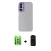 MARSİLYAN™- Galaxy A24 4G Kılıf Eksen Doku Prime - Siyah 6D Antistatik Mat Seramik Hayalet Nano Ekran Koruyucu + Raze Metal Kamera Lens - GS