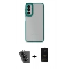 MARSİLYAN™- Galaxy A24 4G Kılıf Eksen Doku Prime - Siyah 6D Antistatik Mat Seramik Hayalet Nano Ekran Koruyucu + Valdez Metal Kamera Lens - SH