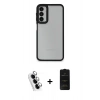 MARSİLYAN™- Galaxy A24 4G Kılıf Eksen Doku Prime - Siyah 6D Antistatik Mat Seramik Hayalet Nano Ekran Koruyucu + Valdez Metal Kamera Lens - GS