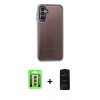 MARSİLYAN™- Galaxy A24 4G Kılıf Eksen Doku Prime - Siyah 6D Antistatik Mat Seramik Hayalet Nano Ekran Koruyucu + Raze Metal Kamera Lens - GS