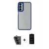 MARSİLYAN™- Galaxy A24 4G Kılıf Eksen Doku Prime - Siyah 6D Antistatik Mat Seramik Hayalet Nano Ekran Koruyucu + Valdez Metal Kamera Lens - SH