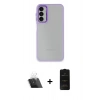 MARSİLYAN™- Galaxy A24 4G Kılıf Eksen Doku Prime - Siyah 6D Antistatik Mat Seramik Hayalet Nano Ekran Koruyucu + Kamera Lens Koruma Cam - SF