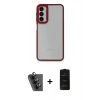 MARSİLYAN™- Galaxy A24 4G Kılıf Eksen Doku Prime - Siyah 6D Antistatik Mat Seramik Hayalet Nano Ekran Koruyucu + Valdez Metal Kamera Lens - SH