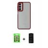 MARSİLYAN™- Galaxy A24 4G Kılıf Eksen Doku Prime - Siyah 6D Antistatik Mat Seramik Hayalet Nano Ekran Koruyucu + Raze Metal Kamera Lens - GS
