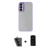 MARSİLYAN™- Galaxy A24 4G Kılıf Eksen Doku Prime - Siyah 6D Antistatik Mat Seramik Hayalet Nano Ekran Koruyucu + Valdez Metal Kamera Lens - SH