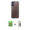MARSİLYAN™- Galaxy A24 4G Kılıf Eksen Doku Prime - Siyah 6D Mat Seramik Hayalet Nano Ekran Koruyucu + Raze Metal Kamera Lens - GS