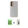 MARSİLYAN™- Galaxy A24 4G Kılıf Eksen Doku Prime - Siyah 6D Mat Seramik Hayalet Nano Ekran Koruyucu + Raze Metal Kamera Lens - GS