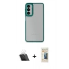 MARSİLYAN™- Galaxy A24 4G Kılıf Eksen Doku Prime - Siyah 6D Mat Seramik Hayalet Nano Ekran Koruyucu + Şeffaf Kamera Lens Koruma Cam