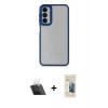 MARSİLYAN™- Galaxy A24 4G Kılıf Eksen Doku Prime - Siyah 6D Mat Seramik Hayalet Nano Ekran Koruyucu + Şeffaf Kamera Lens Koruma Cam