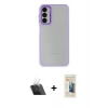 MARSİLYAN™- Galaxy A24 4G Kılıf Eksen Doku Prime - Siyah 6D Mat Seramik Hayalet Nano Ekran Koruyucu + Şeffaf Kamera Lens Koruma Cam
