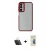 MARSİLYAN™- Galaxy A24 4G Kılıf Eksen Doku Prime - Siyah 6D Mat Seramik Hayalet Nano Ekran Koruyucu + Şeffaf Kamera Lens Koruma Cam