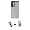 MARSİLYAN™- Galaxy A24 4G Kılıf Eksen Doku Prime - Siyah 6D Mat Seramik Hayalet Nano Ekran Koruyucu + Valdez Metal Kamera Lens - GS