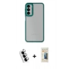 MARSİLYAN™- Galaxy A24 4G Kılıf Eksen Doku Prime - Siyah 6D Mat Seramik Hayalet Nano Ekran Koruyucu + Valdez Metal Kamera Lens - GS