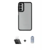 MARSİLYAN™- Galaxy A24 4G Kılıf Eksen Doku Prime - Siyah Joko Magic 5D Cam + Kamera Lens Koruma Cam - SF