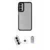 MARSİLYAN™- Galaxy A24 4G Kılıf Eksen Doku Prime - Siyah Joko Magic 5D Cam + Valdez Metal Kamera Lens - GS