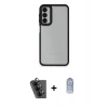 MARSİLYAN™- Galaxy A24 4G Kılıf Eksen Doku Prime - Siyah Joko Magic 5D Cam + Valdez Metal Kamera Lens - SH