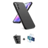 MARSİLYAN™- Galaxy A24 4G Kılıf Kozmos Yansıma Özel Seri - Siyah 3D Antistatik Cam Ekran Koruyucu + Valdez Metal Kamera Lens - SH