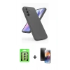 MARSİLYAN™- Galaxy A24 4G Kılıf Kozmos Yansıma Özel Seri - Siyah 3D Antistatik Mat Seramik Nano Ekran Koruyucu + Gümüş Raze Metal Kamera Lens