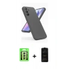 MARSİLYAN™- Galaxy A24 4G Kılıf Kozmos Yansıma Özel Seri - Siyah 6D Antistatik Mat Seramik Hayalet Nano Ekran Koruyucu + Gümüş Raze Metal Kamera Lens