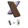 MARSİLYAN™- Galaxy A24 4G Kılıf Kozmos Yansıma Özel Seri - Siyah 6D Mat Seramik Hayalet Nano Ekran Koruyucu + Valdez Metal Kamera Lens - GS