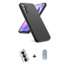 MARSİLYAN™- Galaxy A24 4G Kılıf Kozmos Yansıma Özel Seri - Siyah Joko Magic 5D Cam + Gümüş Valdez Metal Kamera Lens