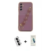 MARSİLYAN™- Galaxy A24 4G Kılıf Nova Işık Prime - Şeffaf Pasifik Cam Ekran Koruyucu + Valdez Metal Kamera Lens - GS