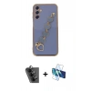 MARSİLYAN™- Galaxy A24 4G Kılıf Nova Işık Prime - Siyah 3D Antistatik Cam Ekran Koruyucu + Valdez Metal Kamera Lens - SH