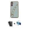 MARSİLYAN™- Galaxy A24 4G Kılıf Nova Işık Prime - Siyah 3D Antistatik Cam Ekran Koruyucu + Valdez Metal Kamera Lens - SH