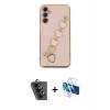 MARSİLYAN™- Galaxy A24 4G Kılıf Nova Işık Prime - Siyah 3D Antistatik Cam Ekran Koruyucu + Valdez Metal Kamera Lens - SH