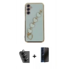 MARSİLYAN™- Galaxy A24 4G Kılıf Nova Işık Prime - Siyah 3D Antistatik Hayalet Cam Ekran Koruyucu + Valdez Metal Kamera Lens - SH