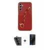MARSİLYAN™- Galaxy A24 4G Kılıf Nova Işık Prime - Siyah 3D Antistatik Hayalet Cam Ekran Koruyucu + Valdez Metal Kamera Lens - SH