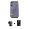 MARSİLYAN™- Galaxy A24 4G Kılıf Nova Işık Prime - Siyah 3D Antistatik Hayalet Cam Ekran Koruyucu + Valdez Metal Kamera Lens - SH
